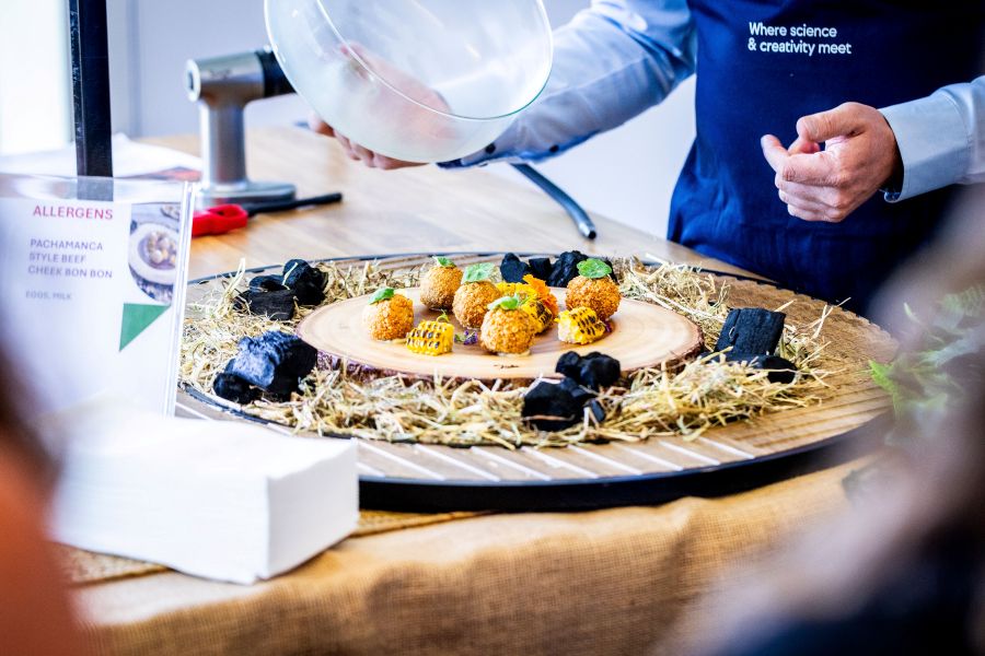 Chef presents product concepts at a tastes of better event at Food Matters Live.